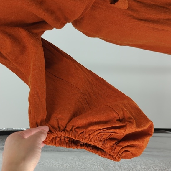 Eloquii Wide Leg Jumpsuit Brown 16 balloon sleeve hipster rustic cottagecore - Picture 5 of 10